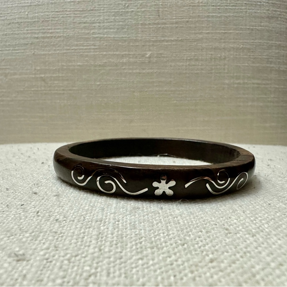 Elegant Brown and Silver Bangle Bracelet